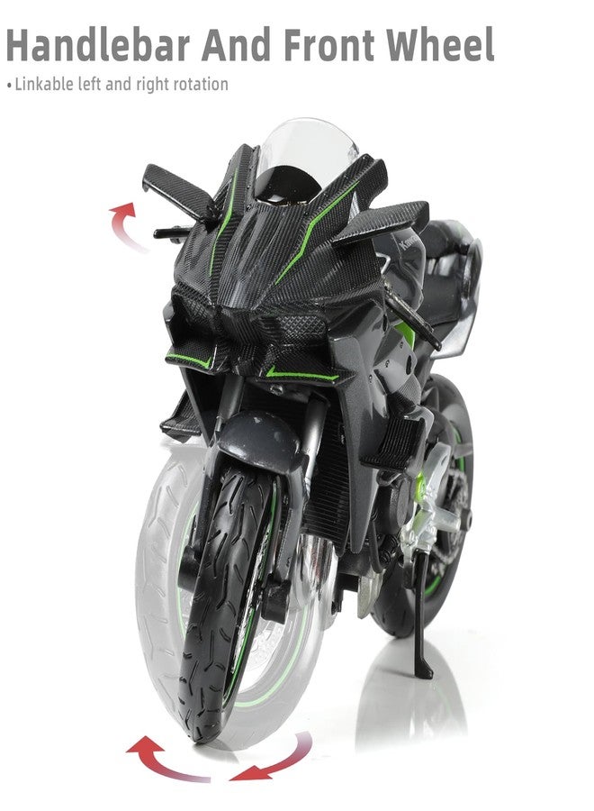 Risopen Compatible for 1:12 Kawasaki Ninja H2R Motorcycle Model Toy Die-cast Metal Mini Motorbike Toy for Boys and Adults Black Moto Model Collectible Gift - Image 4